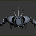 Mechanical Armored Biological Character Standing With Gray Blue Armor And Antenna Headpiece
