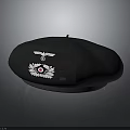 Black Beret Featuring Eagle Emblem And Circular Badge With Red Center