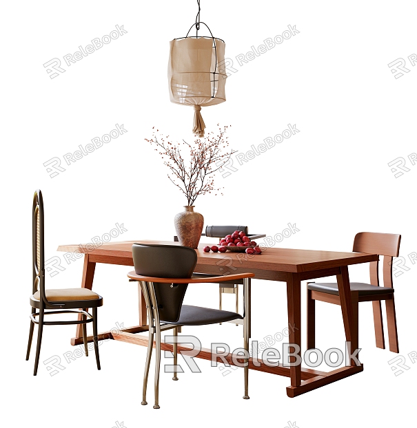 Quiet Ancient Style Dining Table and Chair Combination Ornaments Combination Art Chandelier model