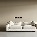 Poliform Modern Beige Double Sofa with Soft Pillows in Minimalist Room
