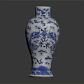Classic Wooden Display Shelf With Blue And White Porcelain Vase Dragon Floral Designs