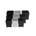 Dark Brown Wooden Garden Planter With Vertical Slats And Ornate Metal Design
