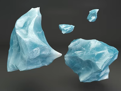 Blue Stone Decorative Elements With Various Sizes And Textured Surfaces On Dark Backdrop 3d model