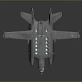 Gray Aerial Spacecraft With Multi Window Design Twin Engines And Red Emblem On Wings