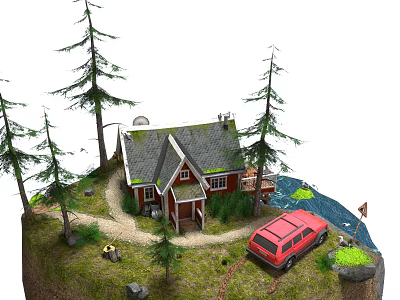 small house in the mountains 3d model
