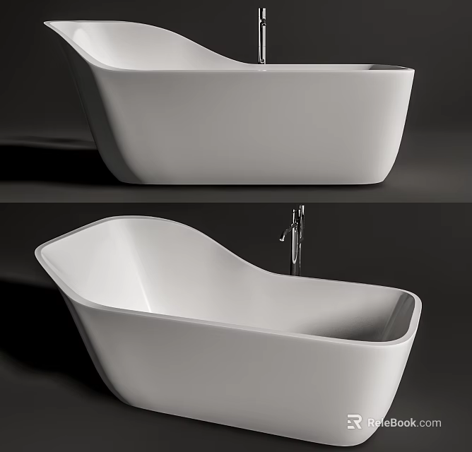 Modern Freestanding Bathtub Interior Design With Sleek Lines And White Finish 3d model 
