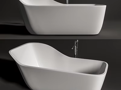 Modern Freestanding Bathtub Interior Design With Sleek Lines And White Finish 3d model
