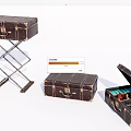Vintage Leather Suitcases With Metal Buckles Open Stacked And Retro Design