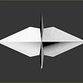 Minimalist White Paper Origami Crane Decorative Ornament For Tabletop Decoration On Dark Reflective Surface