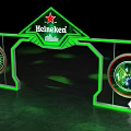 Heineken Brand Display Archway With Green Lighting And Circular Logos