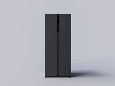 Modern Black Double Door Refrigerator With Sleek Tall Design For Kitchen Use 3d model