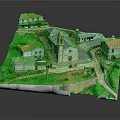 Detailed Miniature Village Model With Red Roof Houses Church Green Grass And Stone Paths