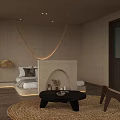Modern Bedroom Interior Design With Wooden Bed And Pendant Lights