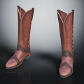 Elegant Brown Leather Knee High Boots With Vintage Lace Up Details And Classic Design