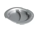 Silver Metal SONOS Audio Accessory With Circular Design And Grooves