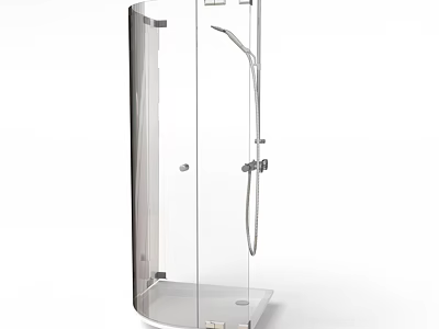 Modern Transparent Shower Sauna Enclosure With Glass Panel Shower Head And Handheld Shower 3d model