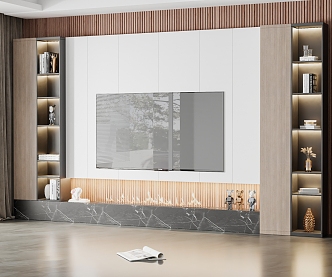 Modern TV background wall TV cabinet background wall 3d model