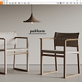 Modern poliform Dining Chair Solid Wood Dining Chair Single Chair Rattan Dining Chair 3d model