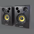 Nuance Black Studio Audio Speakers With Yellow Woofer For High Quality Sound