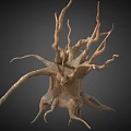 Abstract Plant With Twisted Branches And Brown Copper Color On Dark Background 3d model