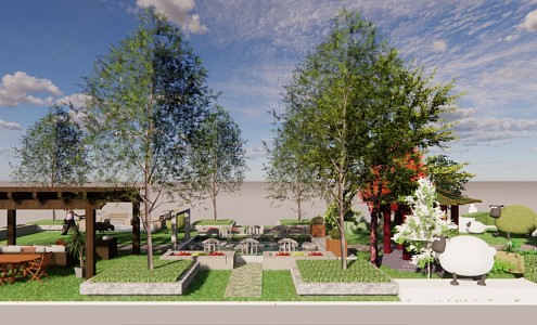 Modern Park Garden Landscape 3d model