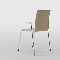 Sleek Wooden Leisure Chair With Metal Frame Armrests And Multiple Angle Views