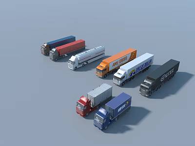 Various Types and Different Colors Miniature Truck Models Collection 3d model