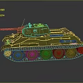 Olive Green and Beige Military Tank with Number 20 Turret and Tracks