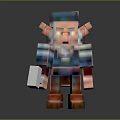 Pixel Art Sculpture Featuring Bearded Character With Pointed Ears Colorful Hat And Striped Clothing