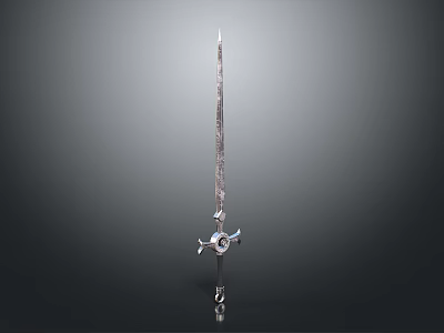 Ornate Metallic Sword Structure With Detailed Blade And Decorative Hilt 3d model