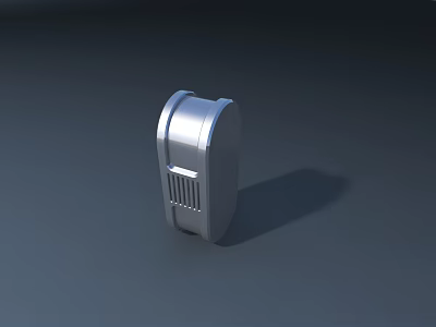 Modern Silver Public Facility With Semi Circular Design And Grille Structure 3d model