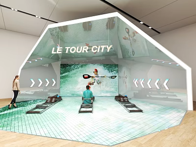 LE TOUR CITY Experience Zone With Surfing Scene Simulated Water Floor Seats And Pedal Devices 3d model