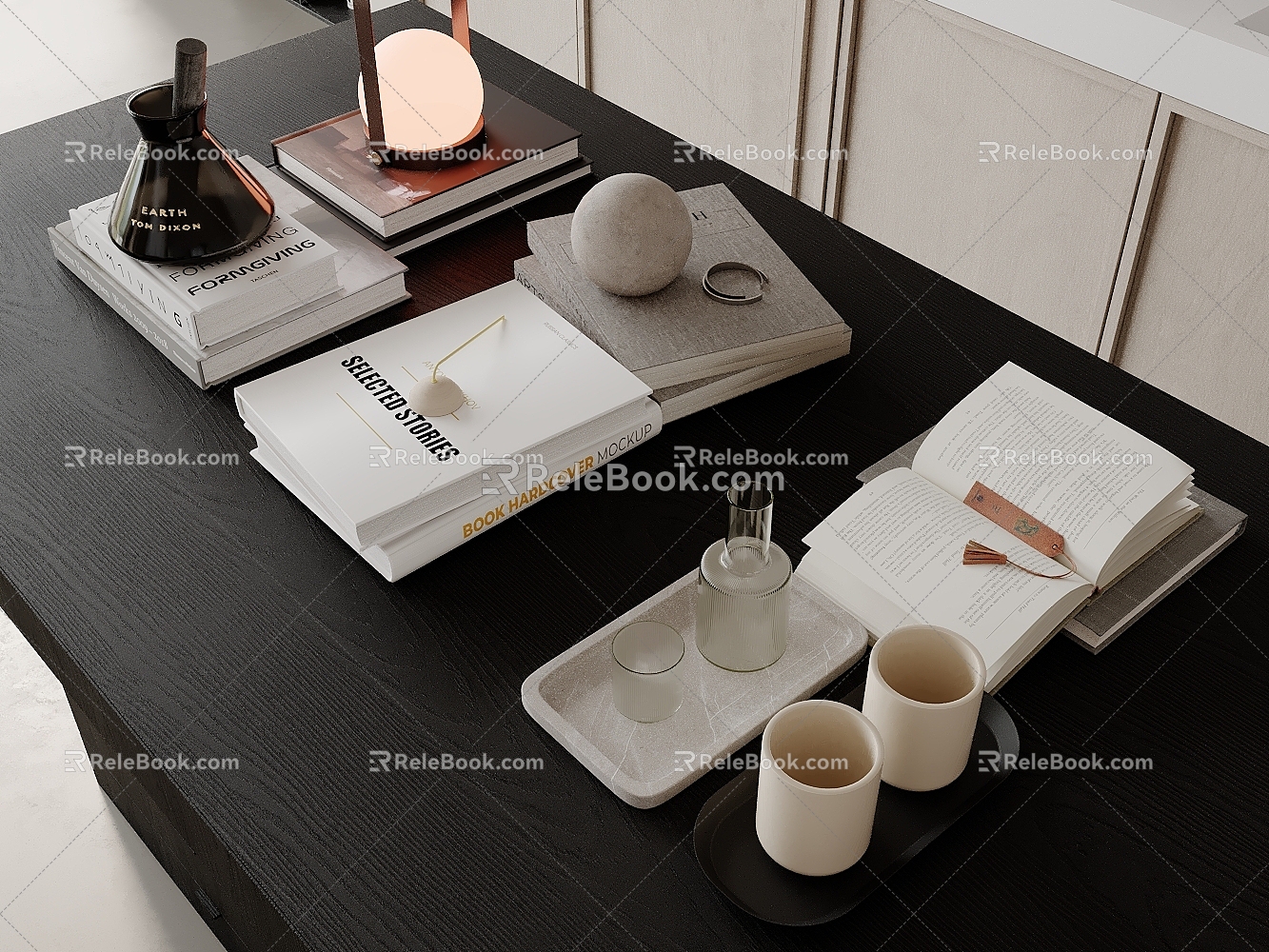 Modern Table Ornaments Table Lamp Mortar Books Wine Ware 3d model