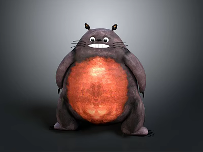 Cute Round Brown Cartoon Character 3D Model With Glowing Belly 3d model