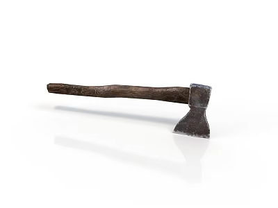 Vintage Axe With Wooden Handle And Metal Head On White Background 3d model