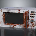 Rusty White Computerized Microwave Oven With Cracked Screen And Red Rust Spots 3d model