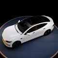 White Sedan Showcased On Round Display Platform With Black Background 3d model