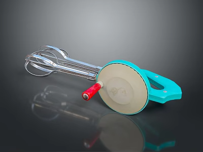 Commercial Electric Hand Mixer With Stainless Steel Beaters And Blue Handle 3d model