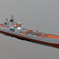 Realistic Warship 3D Model Featuring Gray Hull Orange Bottom And Deck Structures 3d model