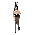 Woman in Black Bunny Costume with Black Stockings and High Heels in Various Poses