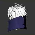 3D Character Design With White Hair Blue Eyes And Purple Scarf