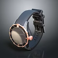 Modern Black Silicone Strap Watch With Rose Gold Case And Dark Dial 3d model