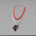 Fashionable Red And White Chain Necklace With 4F Logo Pendant Design