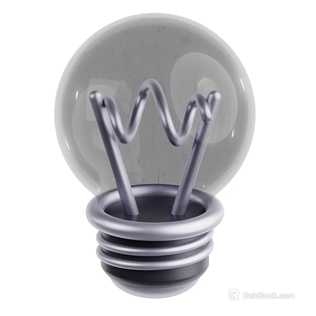 Transparent Ceiling Light Bulb With Spiral Filament And Metal Base 3d model 
