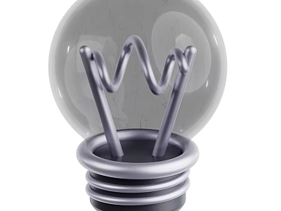 Transparent Ceiling Light Bulb With Spiral Filament And Metal Base 3d model