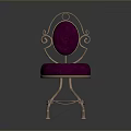 Elegant Office Chair With Purple Cushion Backrest And Metal Frame Design