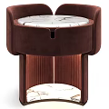 Elegant Modern Brown Bedside Table With Marble Top And Wooden Frame