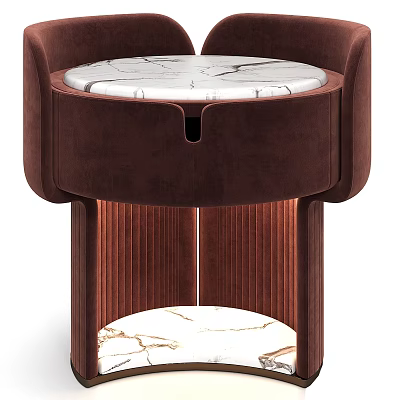 Elegant Modern Brown Bedside Table With Marble Top And Wooden Frame 3d model