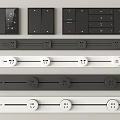 Sleek Modern Switch Panels In Black White Gray With Integrated Power Sockets 3d model