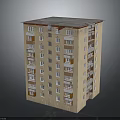 Multi Story Residential Apartment Building With Beige Exterior Balconies Flat Roof And Regular Windows